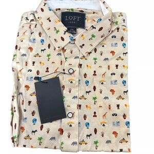 LOFT 604 Man Shirt  Short Sleeve Button Up Size Large